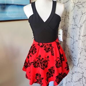 Crystal Doll Semi-Formal Prom Dress Racerback w/ velvet flowers